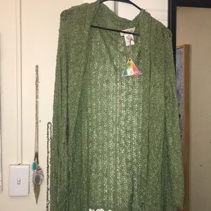 Long light green cardigan